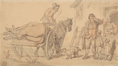 Un cavallo morto su un carro dei macellai da Thomas Rowlandson